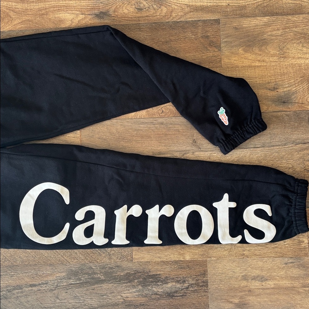 Carrots by Anwar Carrots Wordmark Jogger Sweatpants black cotton blend fleece XS - Picture 3 of 8